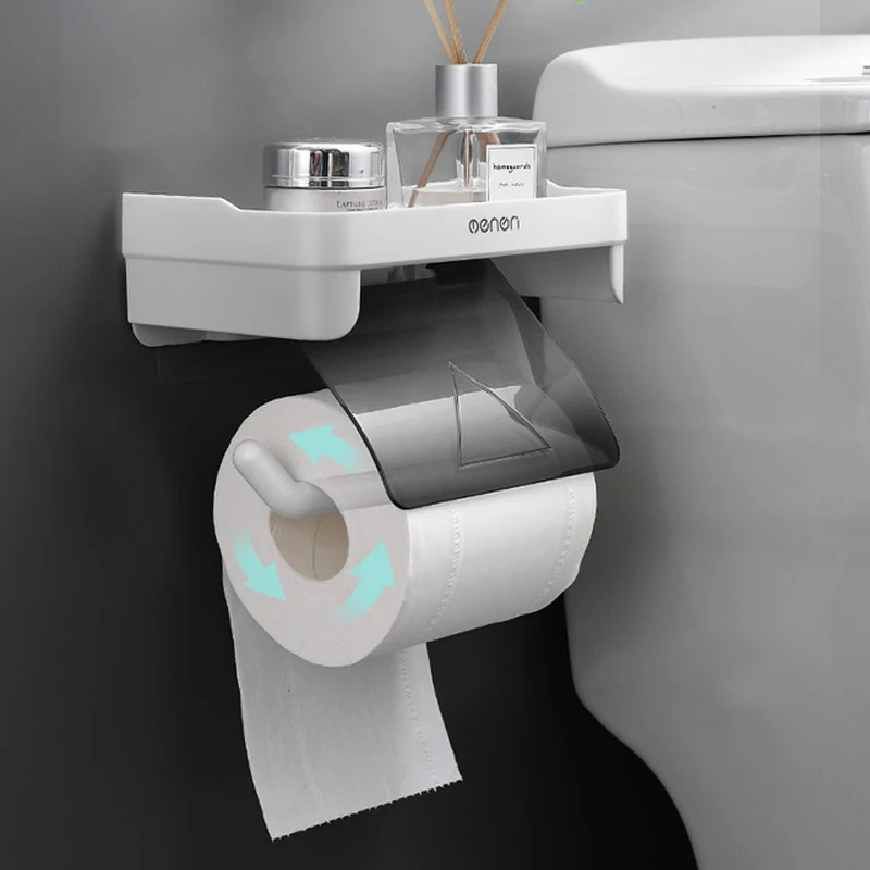 Toilet Paper Holder Wall Mount Bathroom Tissue Accessories Rack Self Adhesive Punch Free Kitchen Roll Paper