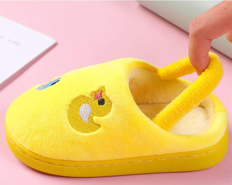 Winter Slippers for Boy Girl Duck Cartoon Cute Warm Flat Shoes Children Non-Slip Home Indoor Fashion Kids Slides Flip Flops girl princess shoes