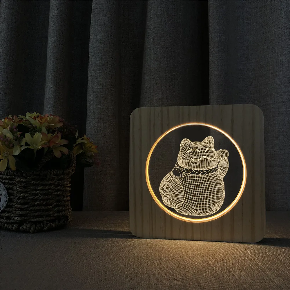 Arylic светодиодный ночник Treasure Cat 3D с USB настольная лампа переключателем света