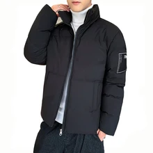 Мужская Повседневная зимняя однотонная теплая куртка на молнии с длинным рукавом, верхняя одежда, мужская Повседневная ветровка высокого качества, GA496