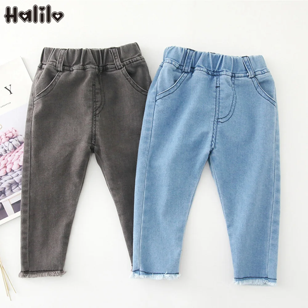 

Halilo Girls Jeans Pants Solid Color Casual Kids Leggings Denim Baby Girl Trousers Infant Clothing Toddler Jeans