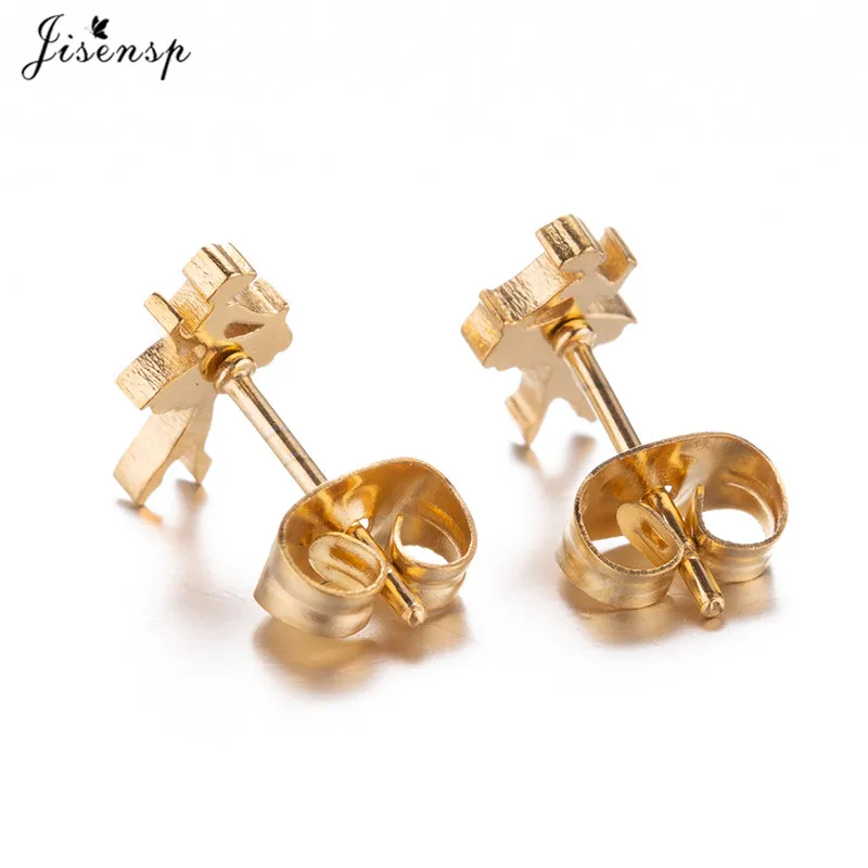 Mini Stainless Steel Earings Fashion Jewelry Small Animal Ear Studs Punk Cross Star Dragon Ballet Stud Earrings Pendientes Gifts