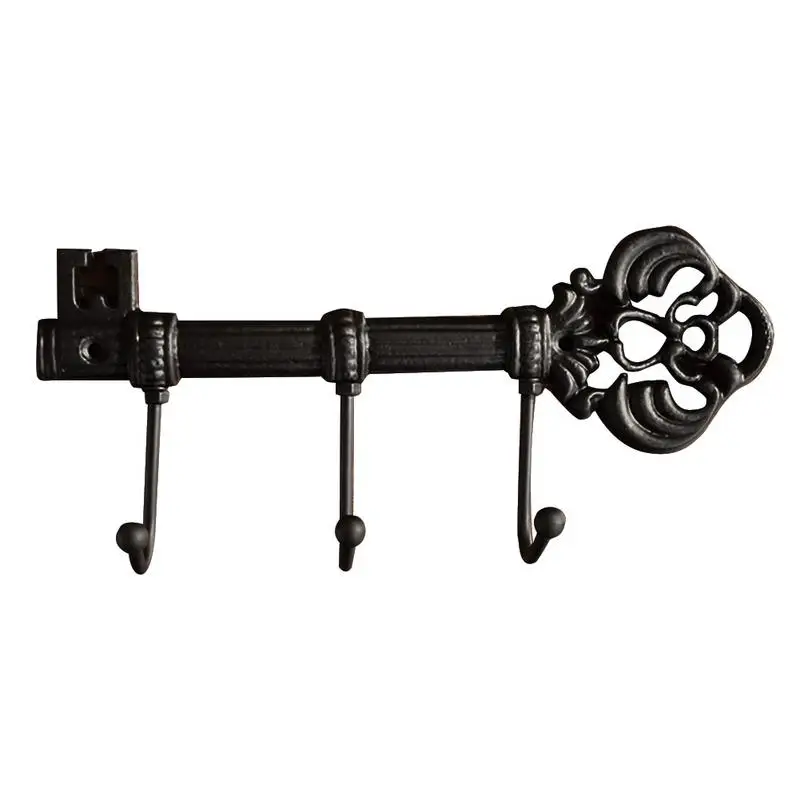 

Decorative Wall Mount Hook Skeleton Key Holder Vintage Cast Iron Key Hanger Rack with 3 Hooks Screws Anchors