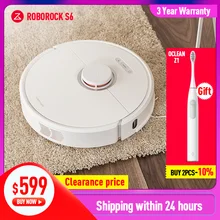 Roborock S6 Robot Vacuum Cleaner Home Automatic Sweeping Mopping Dust Sterilize 2000PA Smart Planned Machine Remote Control dibea gt200 smart gyroscope robot vacuum cleaner for home automatic sweeping dust sterilize smart planned washing mopping