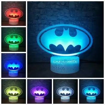 

3D Kids Night Lamp Justice League DC Batman Symbol Big Villain Thanos Gloves 7 Color Change for Child Boys Birthday Gift Toys