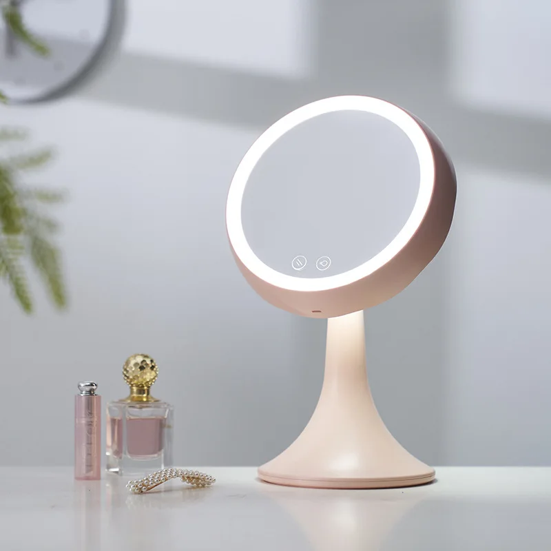 Светодиодный зеркальный светильник для макияжа, в комплекте 360 градусов, кольцо, сияющее, USB, перезаряжаемый, сенсорный мини, маленький ночник, одноступенчатый, Mirr