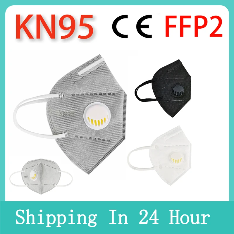 Reusable KN95 Face Mask Respirator 5 Layer Protection Anti-dust FFP2 Mask Face Protective With Breathing Valve PM044