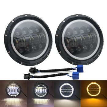 

80W 7'' Led Headlight H4 High Low Beam Round Cars Running Lights for Jeep Lada Niva 4x4