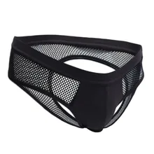Mens Fishnet Mesh See Through Pouch Crotchless Backless Briefs Thong Underwear Sissy Panties Jockstrap Men G-strings Men Thong