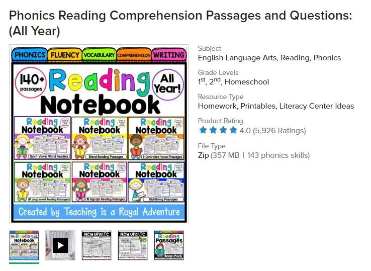 Phonics Reading Comprehension Passages And Questions All Year Send The Pdf Electronic File Aliexpress