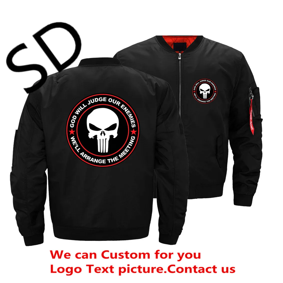 Новинка 2018 осенняя Черная куртка-бомбер с черепом Мужская Уличная одежда