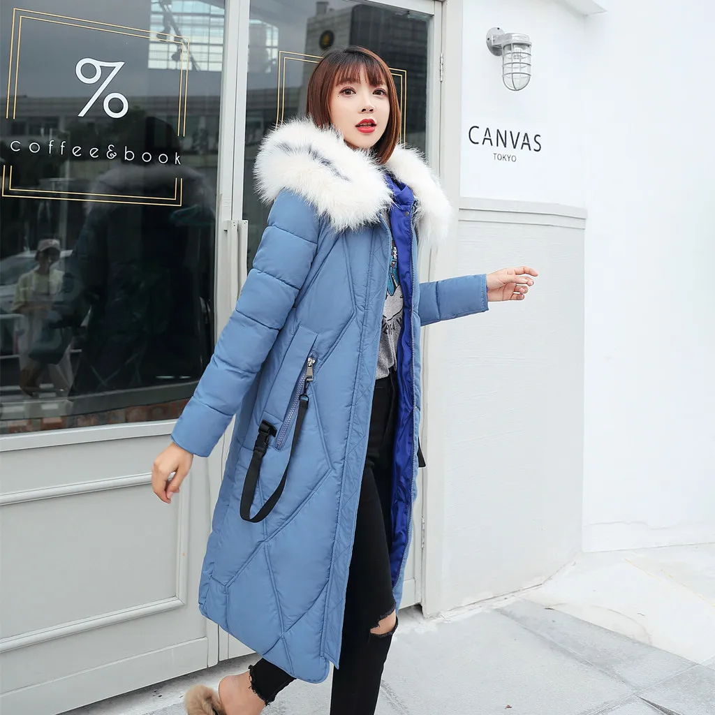 

Winter New Style Korean-style Fashion Loose Casual Long down Cotton fu da Fur Collar Hooded Cotton-padded Clothes WOMEN'S Coat C