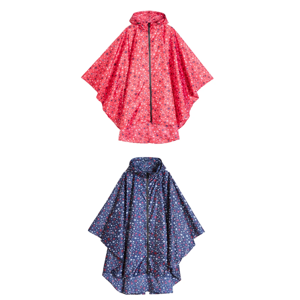 Women Unisex Outdoor Raincoat Packable Hooded Poncho Hiking Zip Rain Jacket