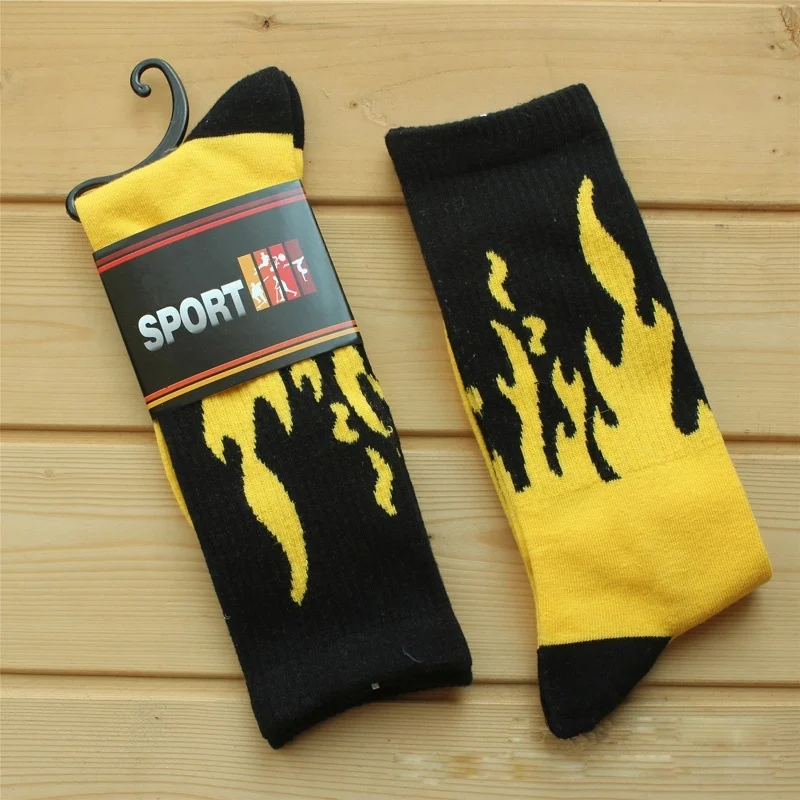 Носки для скейтборда Calcetines с рисунком пламени Meias Masculino хип-хоп мужские 2019 новая