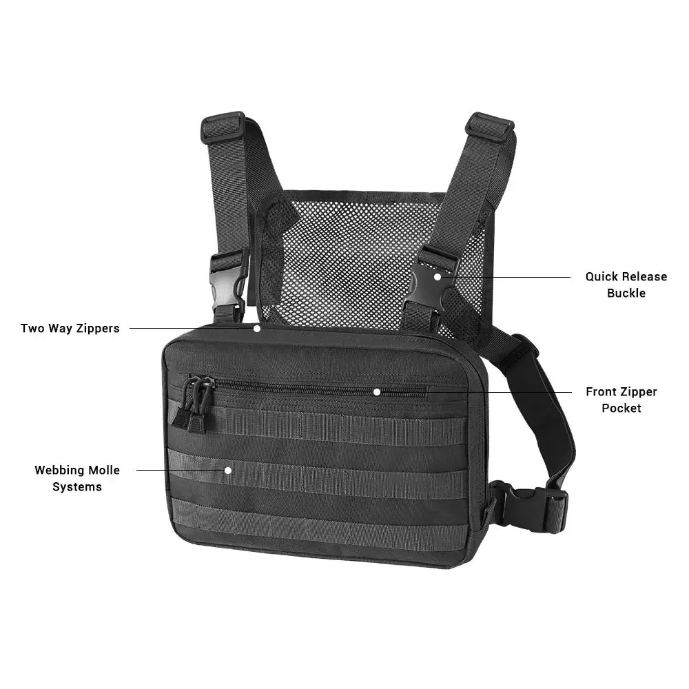 Тактический нагрудный рюкзак в стиле хип-хоп, Мужская Регулируемая сумка на плечо, водонепроницаемая сумка для инструментов Molle, сумка для охоты