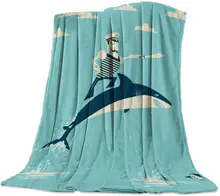 

Twin Flannel Fleece Blanket for Kids Adults Soft to Touch Bed Throw-Blankets,Cute Shark Sea Animal Pattern Blankets