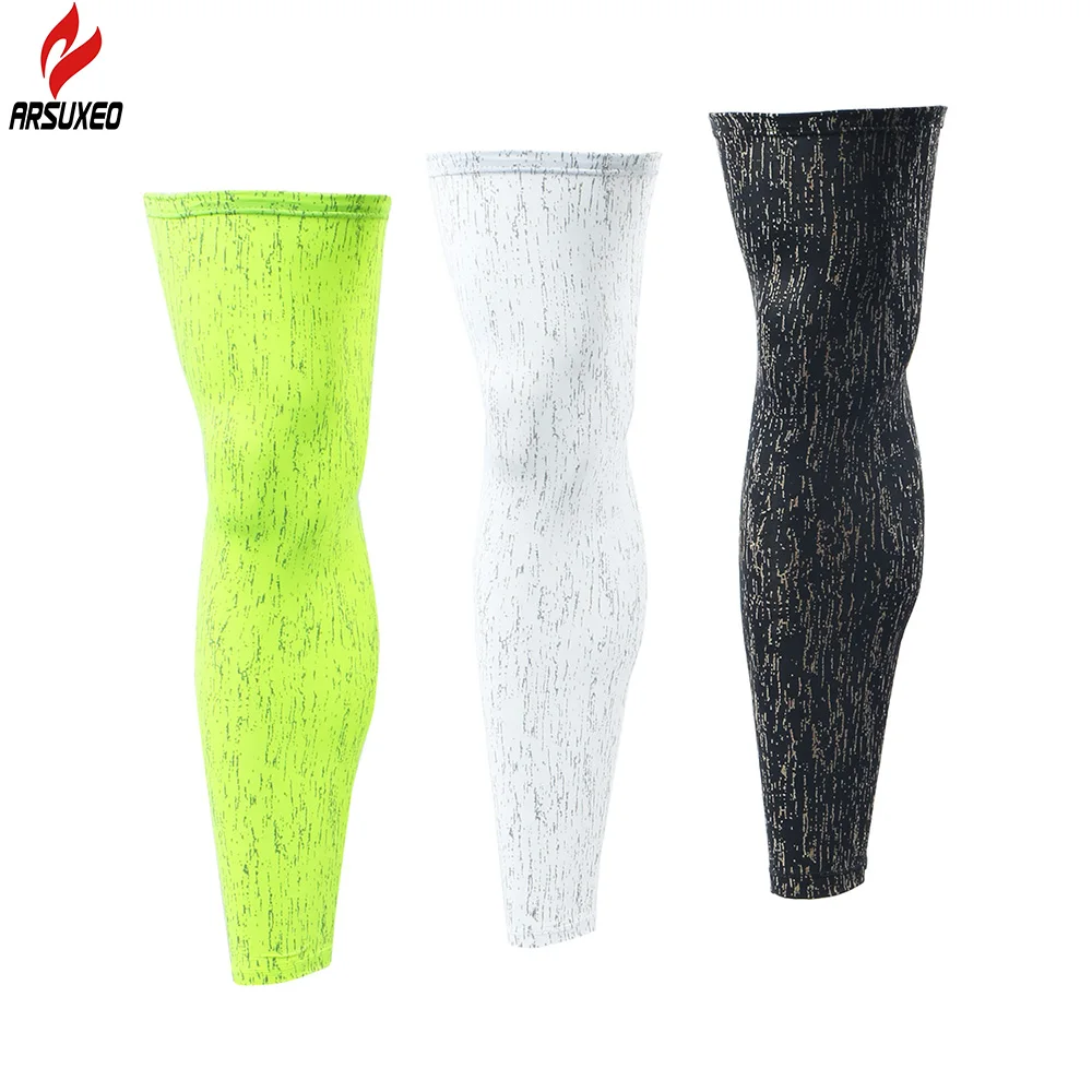 

ARSUXEO Reflective Running Leg Warmers Cycling Legwarmers Outdoor Sports Football Soccer Leggnings Jogging Basketbgall UV Sleeve