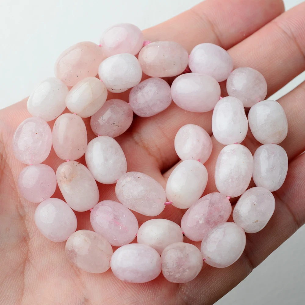 1 Strand Natural Genuine Pink Beryl Morganite Nugget Free Form Fillet Irregular Pebble DIY Necklaces Bracetls Beads 15