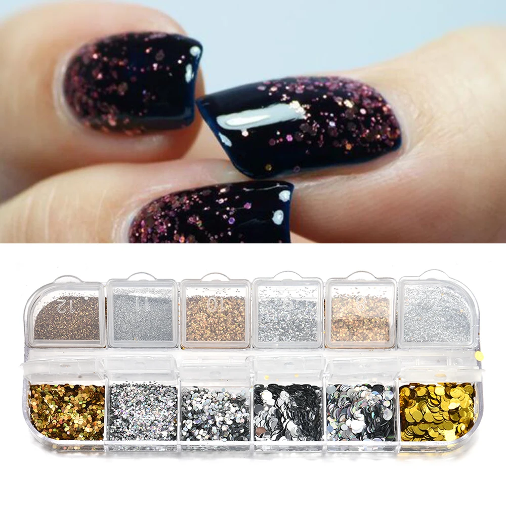 

Nail Art Glitter Powder Dust UV Gel Acrylic Powder Sequins Christmas Nails Tips DIY Nail Art Decoration