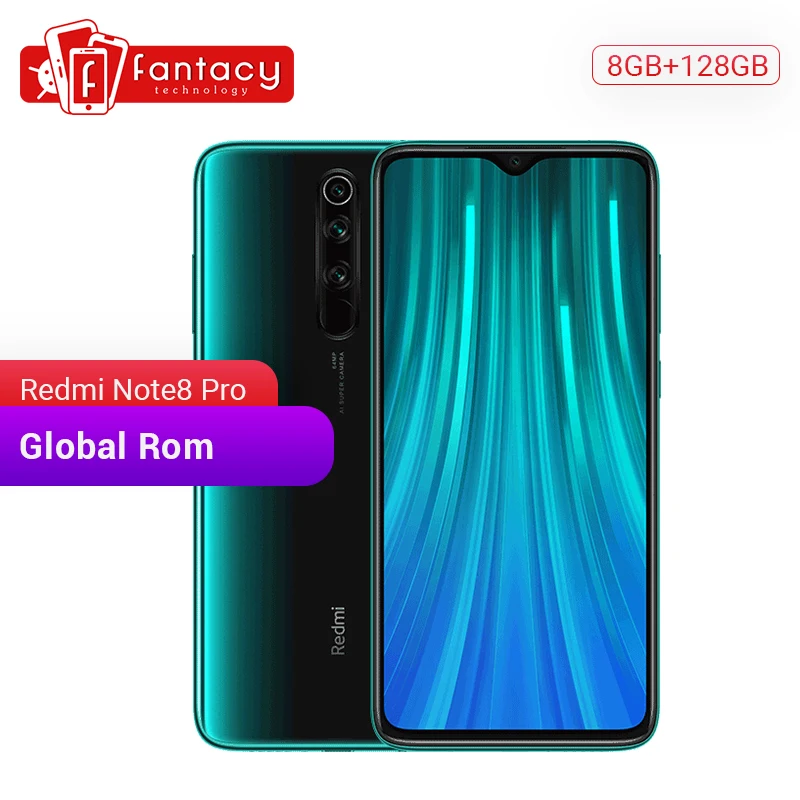  Global ROM Xiaomi Redmi Note 8 Pro 8GB RAM 128GB ROM Cellphone 64MP Quad Cameras MTK Helio G90T Sma