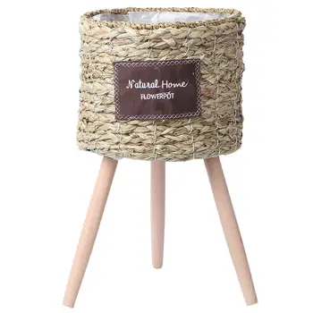 

1 Set Flower Pot Plant Pot Macetas Planter Planter Garden Flowerpot Straw Baskets With Legs Flowers Decorative Woven For Home