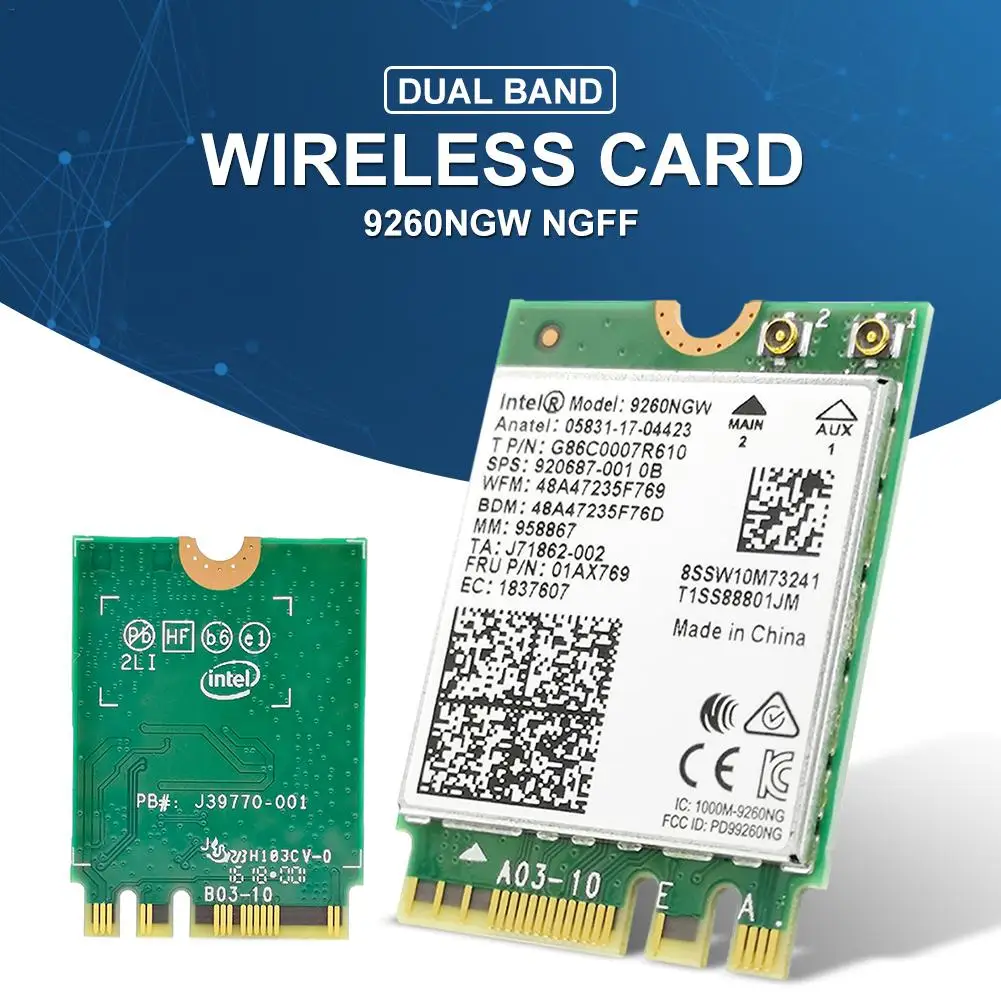 1,73 Гбит/с двухдиапазонный Wi-Fi кард-Беспроводной для Intel 9260NGW NGFF Ac Mini PCI-E 2,4G/Wi-Fi 5 ГГц Беспроводная передача данных Bluetooth 4,0 802,11 Ac/a/b/g/n