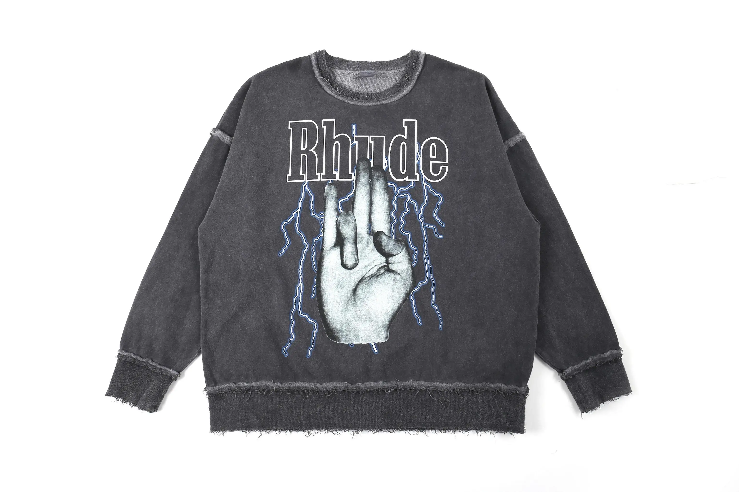 19FW, новинка, RHUDE, толстовки для мужчин и женщин, высокое качество, принт пальцев, промытый, RHUDE, худи, harajuku, уличная одежда, хип-хоп, rhude, poullover