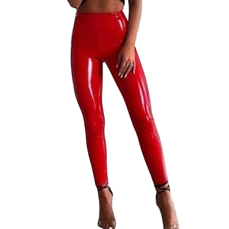 red Sfit женские кожаные брюки на осень и зиму, женские зимние брюки с высокой талией, кожаные брюки из искусственной кожи, обтягивающие Стрейчевые брюки-карандаш - Цвет: red
