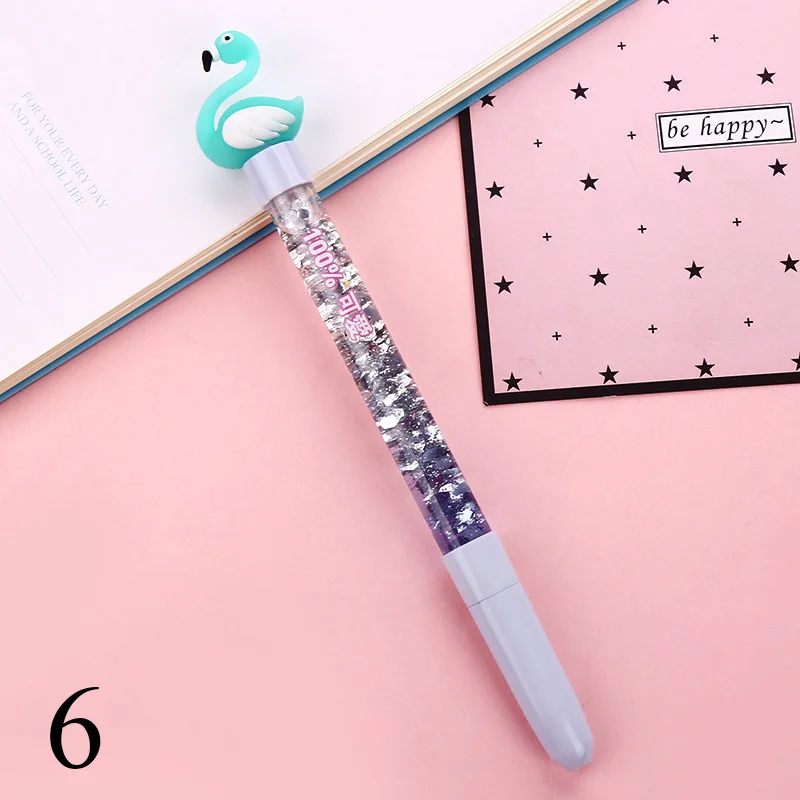 6 1PC Cute Unicorn Flamingo Pen Kawaii Neutral Pens Giltter Gel Pens For Kids Girls Gift School Office Supplies Novelty Stationery - Цвет: 6