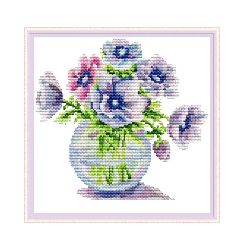 Ваза с маковым цветком 2 Набор для вышивки крестиком aida 14ct 11ct печать на холсте