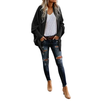 

Women Autumn And Winter Fashion New Knit Cardigan Solid Color Bat Sleeve Sweater Coat
