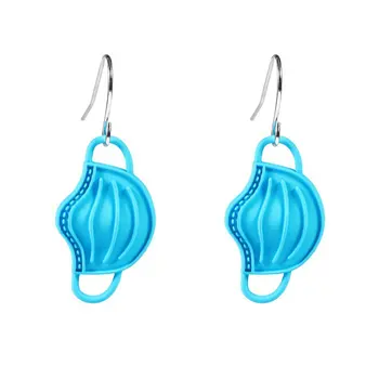 

4 Pair Funny Colorful Face Mask Shape Drop Earrings Fashion Exaggerated Creative Irregular DIY Earrings For Women