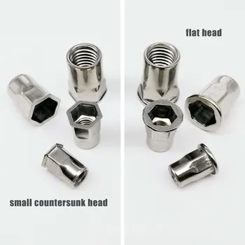 

2/10pc M3 M4 M5 M6 M8 M10 M12 304 Stainless Steel Hex Hexagon Flat Head Countersunk Head Binding Rivet Nut Insert Rivnut Nutsert