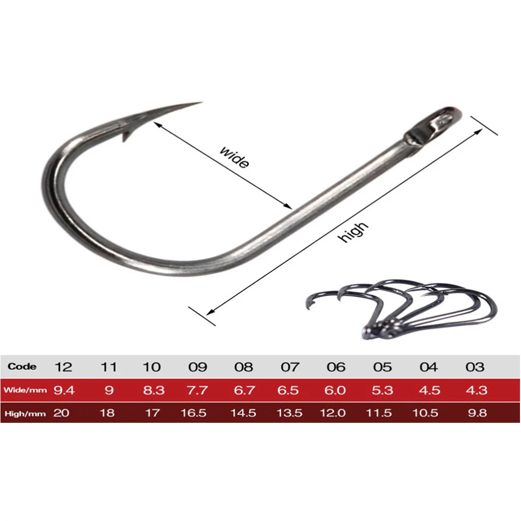 300pcs/set Assorted Carbon Steel Fish Jig Hooks Octopus Crab Hooks Kit Fishing Tackle Box 10 Sizes
