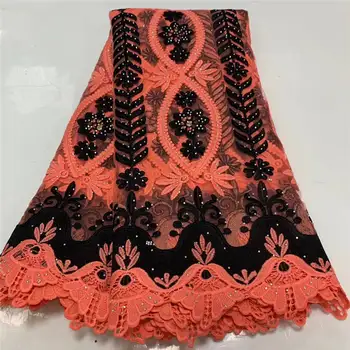 

african lace fabric high quality lace 2020 with stones nigerian lace fabric peachy material black and yellow fabric 5yards