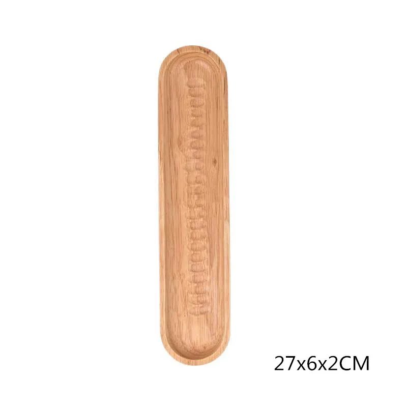27x6x2CM Японский Прямоугольник/Овальная резиновая деревянная тарелка фруктовое блюдо, тарелка для чая десертный ужин хлеб деревянная тарелка - Цвет: 27x6x2CM