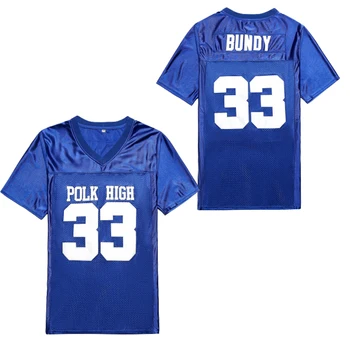 

BG American football jerseys POLK HIGH 33 BUNDY Hip-hop culture Sewing embroidery Outdoor sportswear jersey light blue