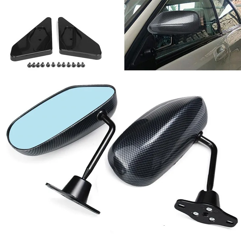 

2x Carbon Fiber Racing Car Universal Side Mirror Rearview Front Left Right Decal