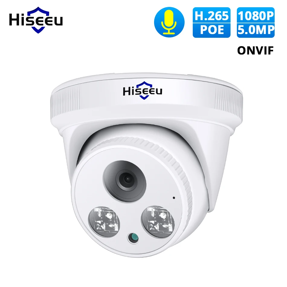 Online Hiseue HD 2MP 5MP POE IP Cámara Audio H.265 1080P Domo seguridad interior vigilancia cámara CCTV Video vigilancia ONVIF
