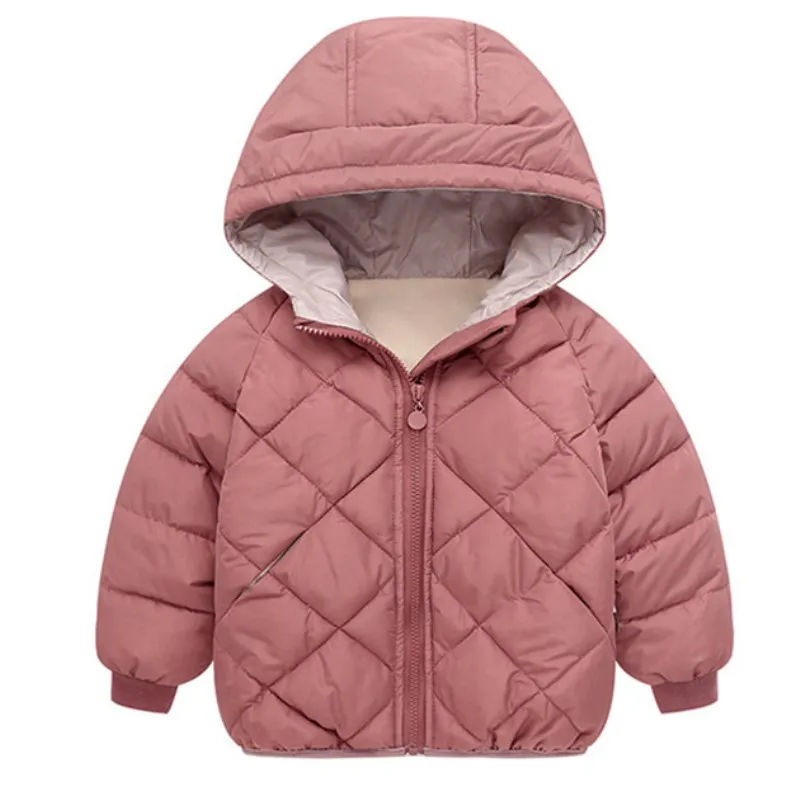 Pink Осенне-зимняя теплая куртка Верхняя одежда для девочек куртки для мальчиков модные куртки для маленьких девочек детская утепленная верхняя одежда с капюшоном детская одежда - Цвет: Pink