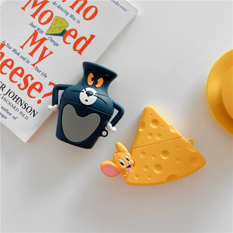 

Cute Cartoon Vase Tom and Cheese Jerry Keychain Silicone Bluetooth Wireless Earphone Case For Apple AirPods Pro 3 Case