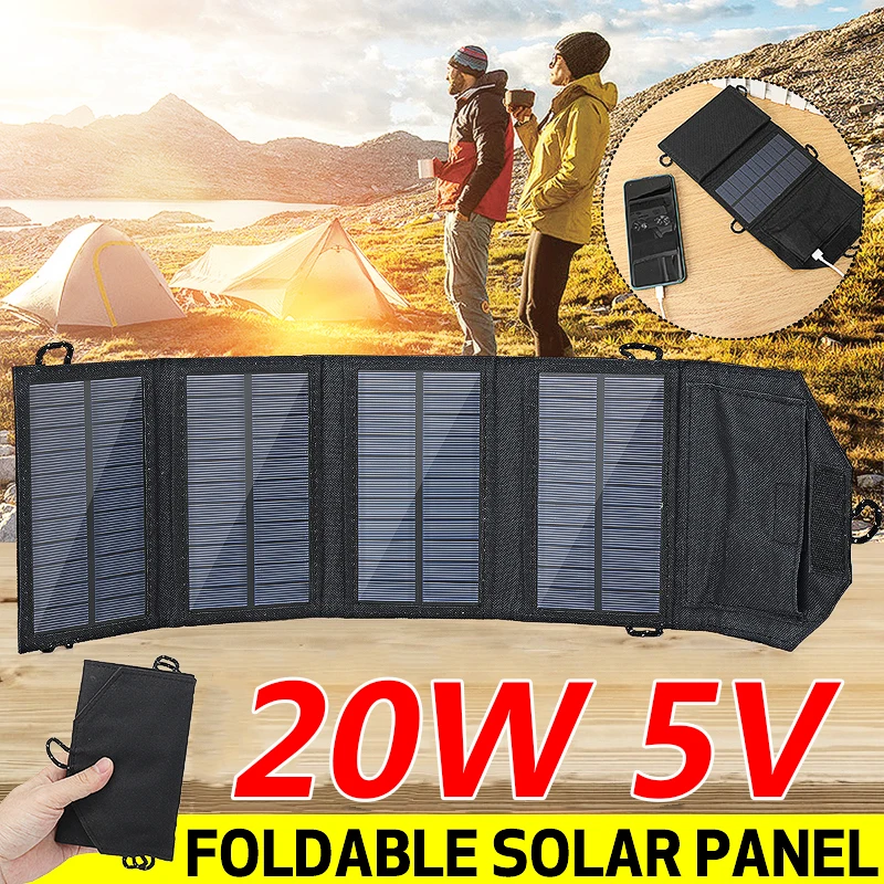 

20W Solar Mobile Phone Charging Board Portable Outdoor Travel Waterproof Mobile Phone Solar Folding Charger