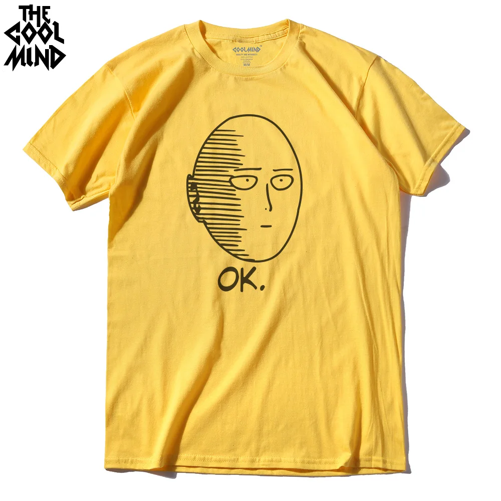 Мужская футболка COOLMIND Повседневная Свободная из 100% хлопка с принтом one punch man