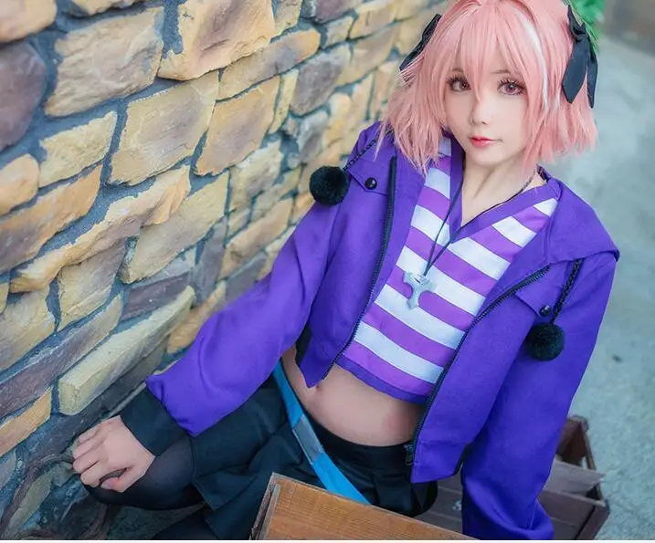 Fate Grand Order FGO apocripha Косплей Костюм FA Rider Astolfo Косплей Костюм Повседневный костюм пальто парик