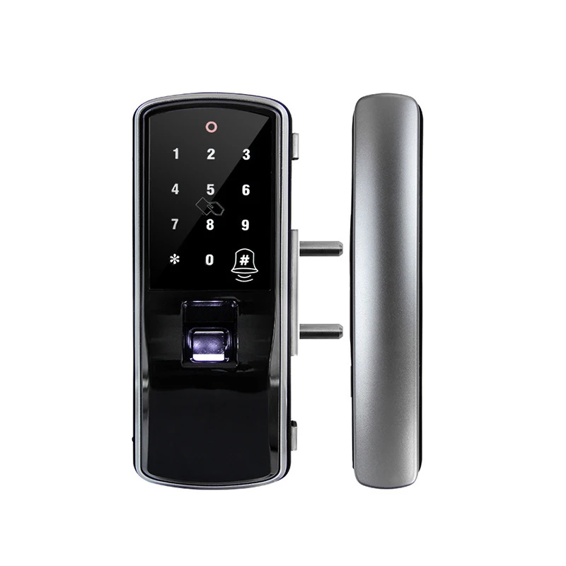 Fingerprint Lock Smart Card Digital Code Electronic Door Lock Home Security Mortise Lock Wire Drawing Pane