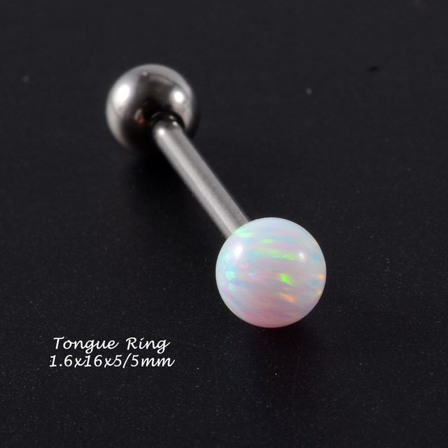 Surgical Steel Opal Stone Nose Stud Septum Clicker Rings Lip Ear Tragus Cartilage Helix Lobe Earrings Piercing Body Jewelry