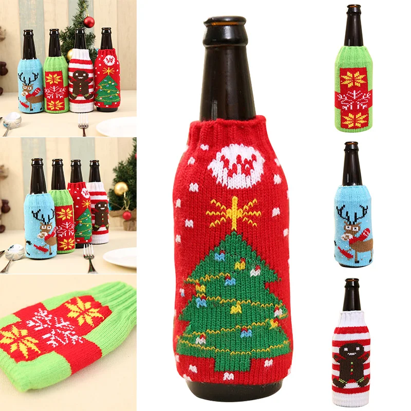

Wine Bottle Cover Knitted Bag Xmas Party Dinner Table Decor Christmas Supplies FAS6