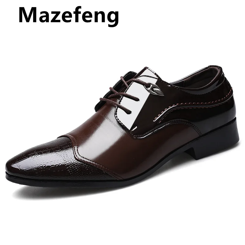 

Mazefeng 2019 New Leather Casual Men Shoes Fashion Men Flats Pointd Toe Comfortable Office Men Dress Shoes Plus Size 38-48
