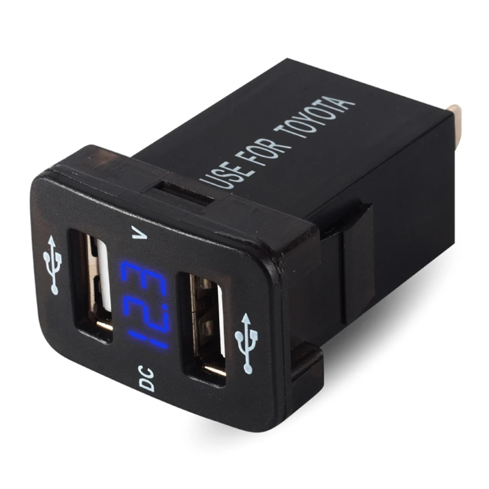 Аудио разъем двойной USB Автомобильное зарядное устройство для смартфона безопасный адаптер Интерфейс светодиодный дисплей с измерением напряжения электрический