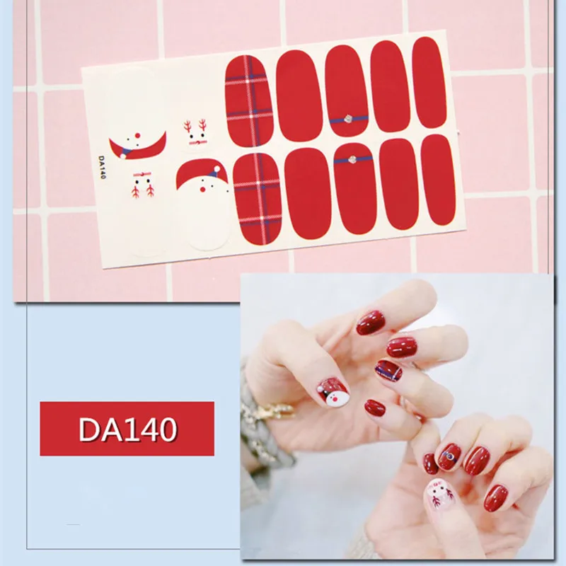1 лист стикер для ногтей милый мультяшный узор для украшения ногтей Рождественский Санта Клаус маникюрный слайдер лак для ногтей Обертывания